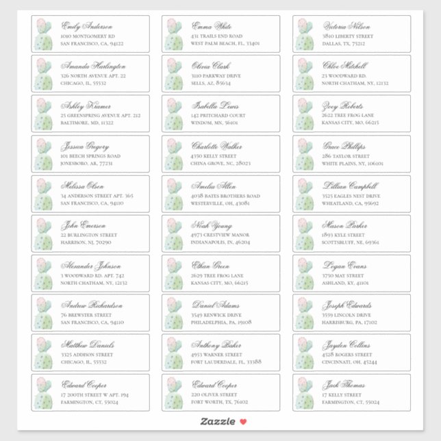 Watercolor cactus guests address. Shipping labels (Sheet)