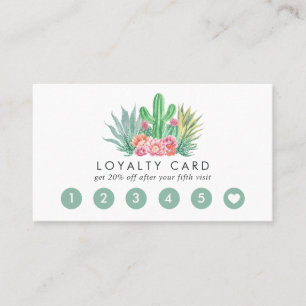 Watercolor Cactus Loyalty Card
