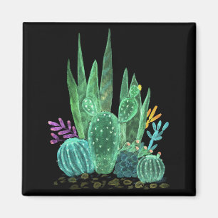 Watercolor, cactus magnet
