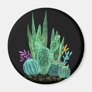 Watercolor, cactus magnet