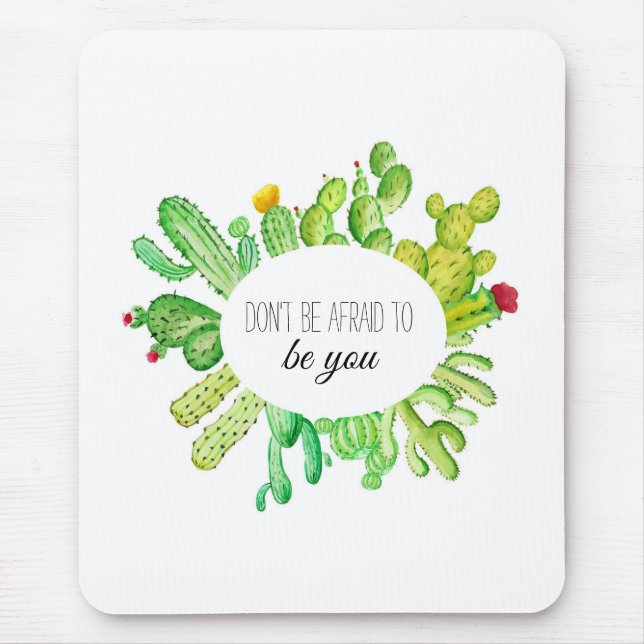 Watercolor cactus mouse pad (Front)