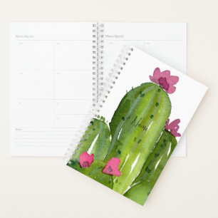 Watercolor Cactus NAME Flowers Desert Saguaro Planner
