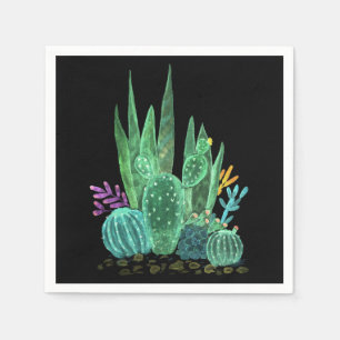 Watercolor, cactus napkin