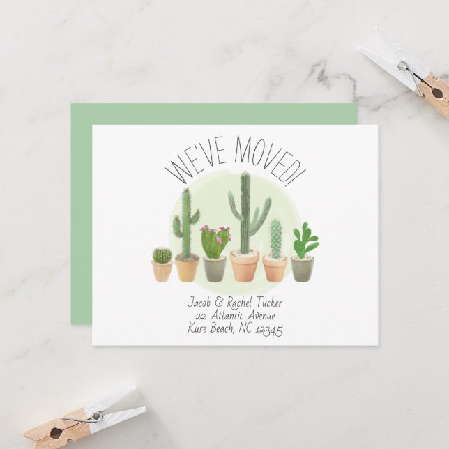 Watercolor Cactus New Home Moving Announcement (Front/Back In Situ)