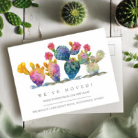 Watercolor Cactus New Home Moving Announcement