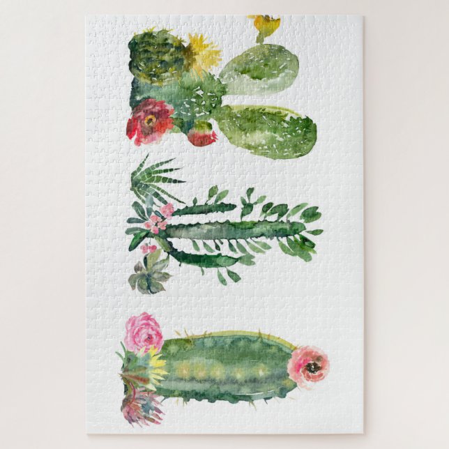Watercolor Cactus Painting Jigsaw Puzzle (Vertical)