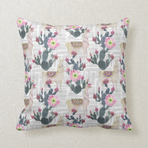 Watercolor Cactus Pattern Cushion