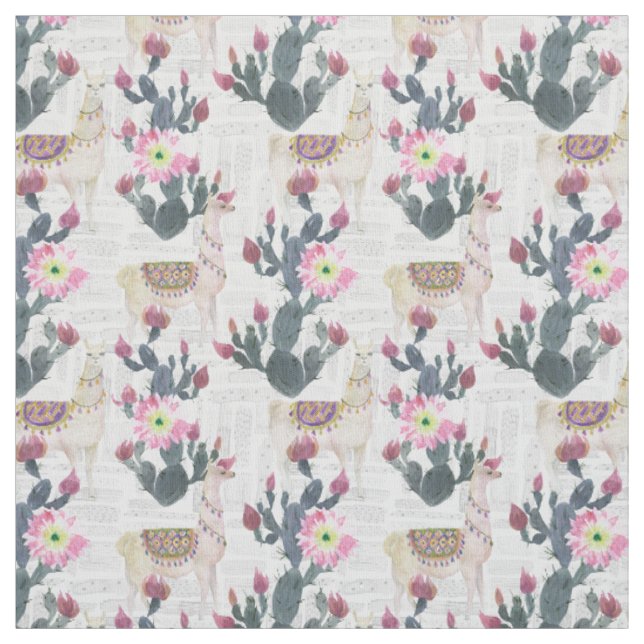 Watercolor Cactus Pattern Fabric (Swatch)