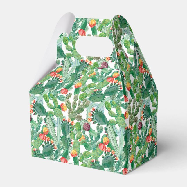 Watercolor Cactus Pattern Favour Box (Front Side)