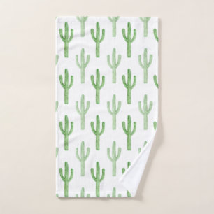 Watercolor Cactus Pattern Hand Towel
