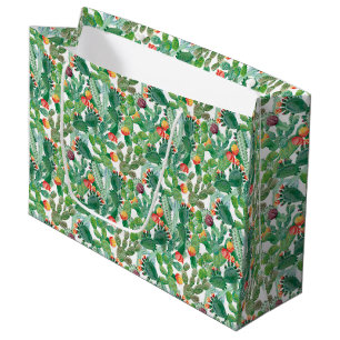 Watercolor Cactus Pattern Large Gift Bag