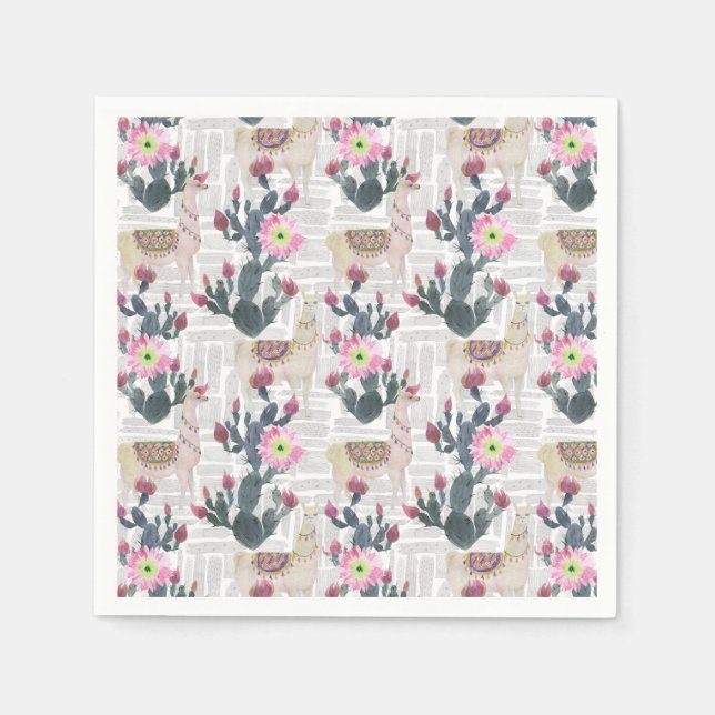 Watercolor Cactus Pattern Napkin (Front)