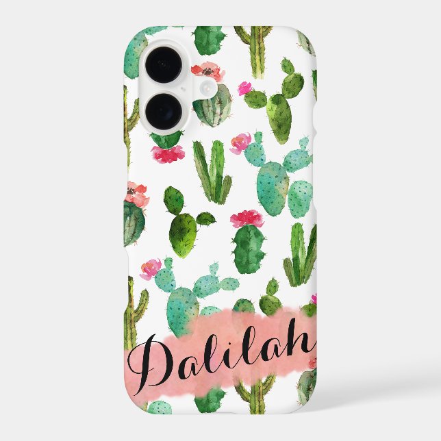 Watercolor Cactus Pattern Personalised (Back)