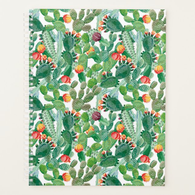 Watercolor Cactus Pattern Planner (Front)