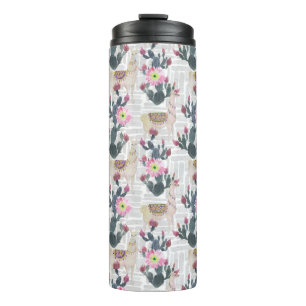 Watercolor Cactus Pattern Thermal Tumbler