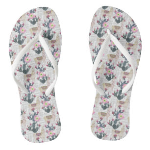Watercolor Cactus Pattern Thongs