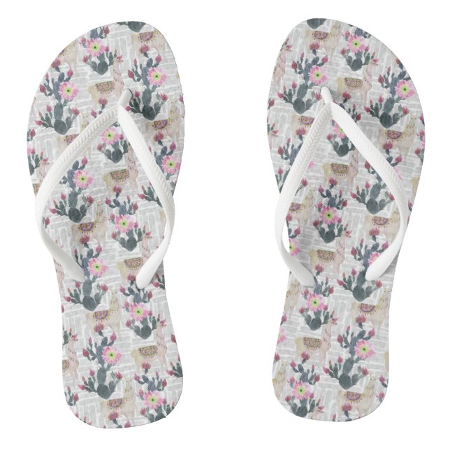 Watercolor Cactus Pattern Thongs (Footbed)
