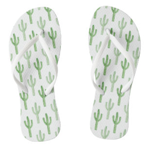 Watercolor Cactus Pattern Thongs