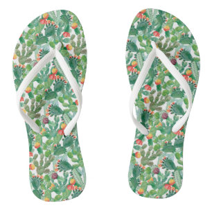Watercolor Cactus Pattern Thongs