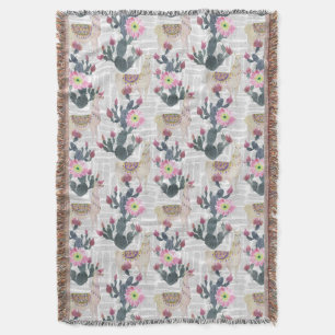 Watercolor Cactus Pattern Throw Blanket