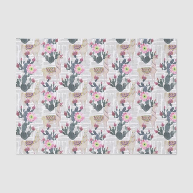 Watercolor Cactus Pattern Tissue Paper (Front)