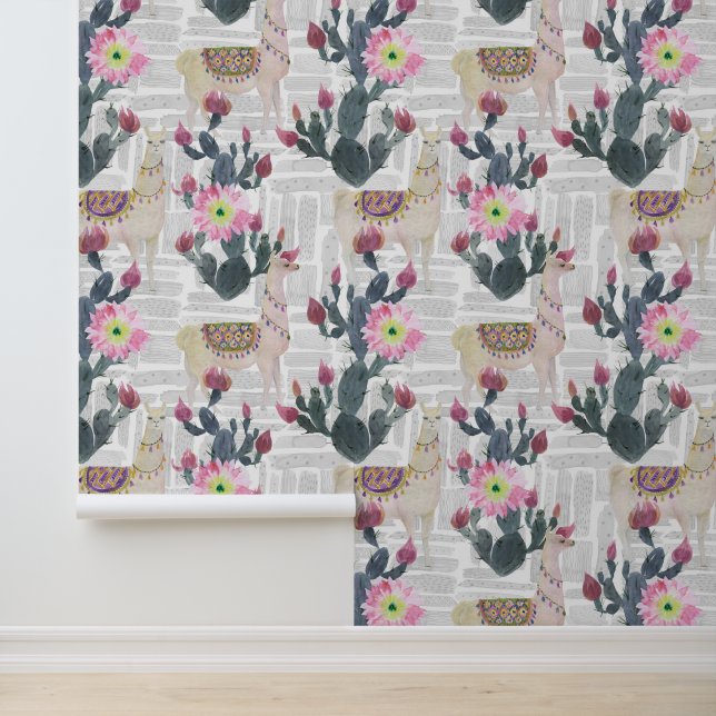 Watercolor Cactus Pattern Wallpaper (Application)