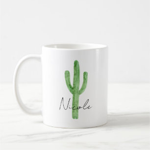 Watercolor Cactus Personalised Name Coffee Mug