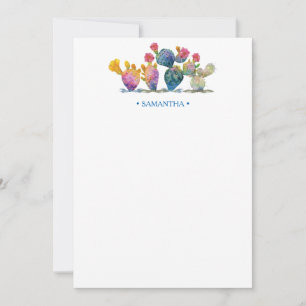 Watercolor Cactus Personalised Stationery Card