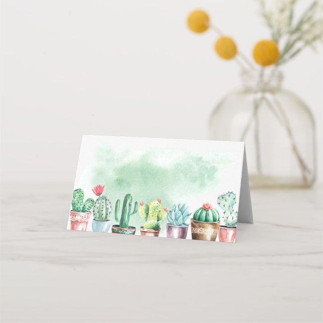 Watercolor Cactus Place Cards (Front)