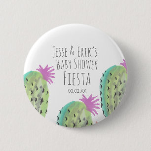 Watercolor Cactus Plants Hand Painted Baby Shower 6 Cm Round Badge