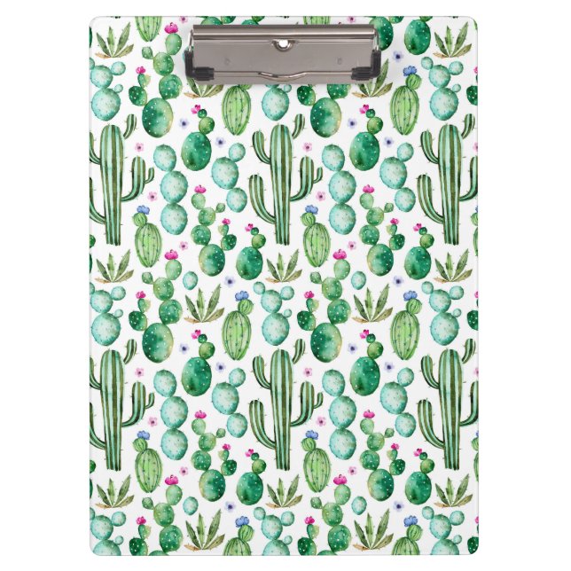 Watercolor Cactus Plants Pattern Clipboard (Front)