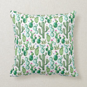 Watercolor Cactus Plants Pattern Cushion