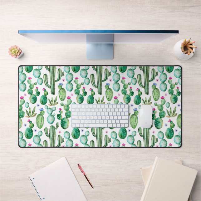 Watercolor Cactus Plants Pattern Desk Mat (Office 1)