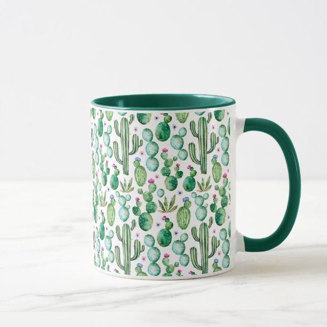 Watercolor Cactus Plants Pattern Mug (Right)