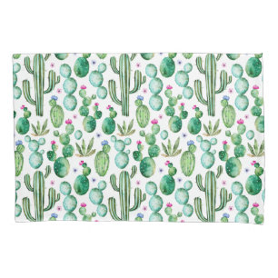 Watercolor Cactus Plants Pattern Pillowcase