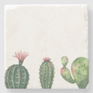 Watercolor Cactus Plants Stone Coaster