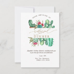 Watercolor Cactus Polka Dots Rehearsal Dinner   Invitation