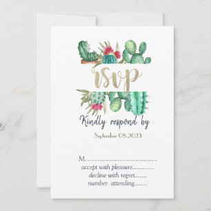Watercolor Cactus Polka Dots RSVP   Invitation