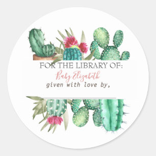 Watercolor Cactus Pregnancy  Classic Round Sticker
