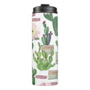 Watercolor Cactus Seamless Painting Pattern Thermal Tumbler