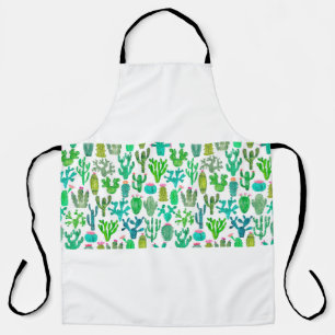Watercolor cactus seamless pattern. Cacti backgrou Apron