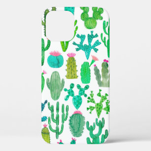 Watercolor cactus seamless pattern. Cacti backgrou iPhone 12 Case