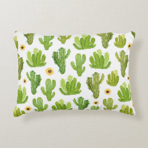 Watercolor cactus seamless pattern decorative cushion