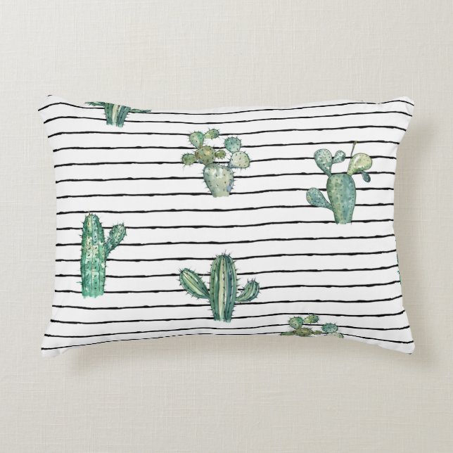 Watercolor cactus seamless pattern decorative cushion (Front)