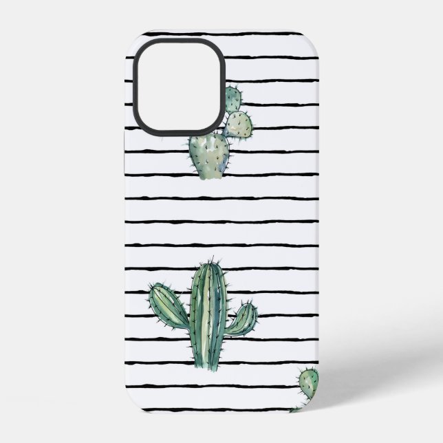 Watercolor cactus seamless pattern iPhone case (Back)