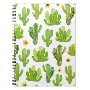 Watercolor cactus seamless pattern notebook