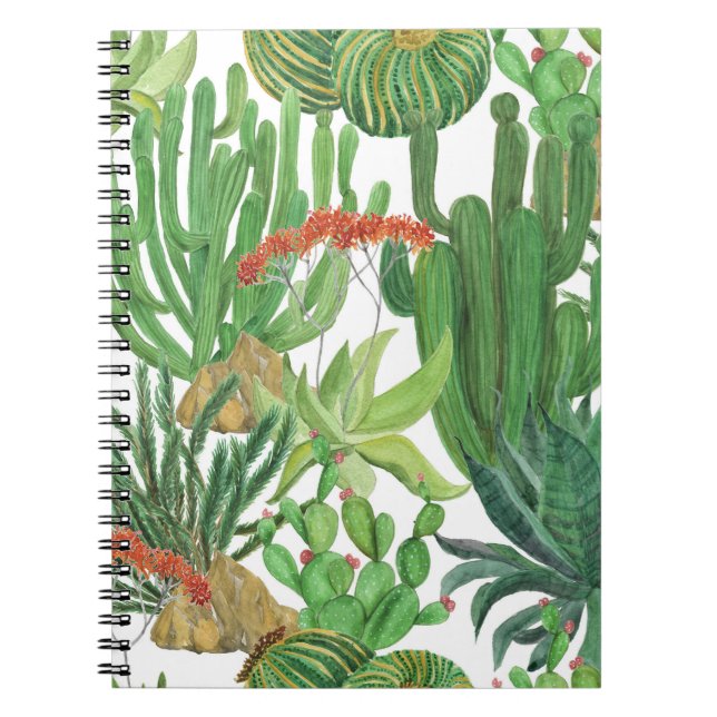 Watercolor Cactus: Seamless Pattern Painting Notebook (Front)