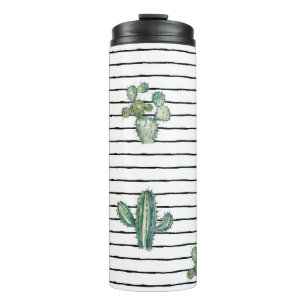 Watercolor cactus seamless pattern thermal tumbler