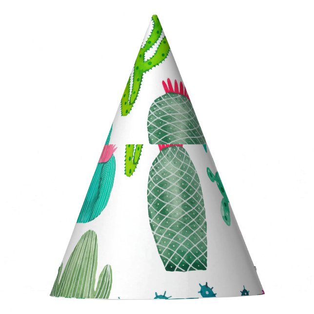Watercolor Cactus Set: Artistic Collection Party Hat (Front)