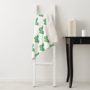 Watercolor Cactus Sherpa Blanket